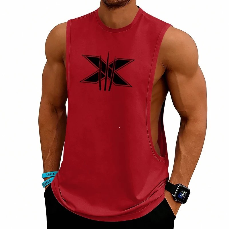 Design Graphic Logo Beige Muscle Tank Top Vest Top - 25