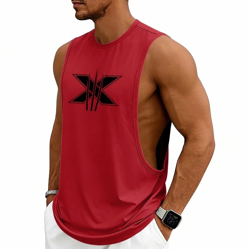 Design Graphic Logo Beige Muscle Tank Top Vest Top - 26