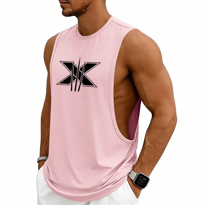 Design Graphic Logo Beige Muscle Tank Top Vest Top - 36