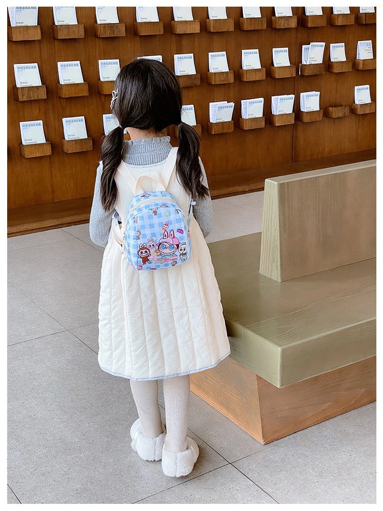 Design Mini Backpack Pink Gingham Rabbit Print Backpack - 17