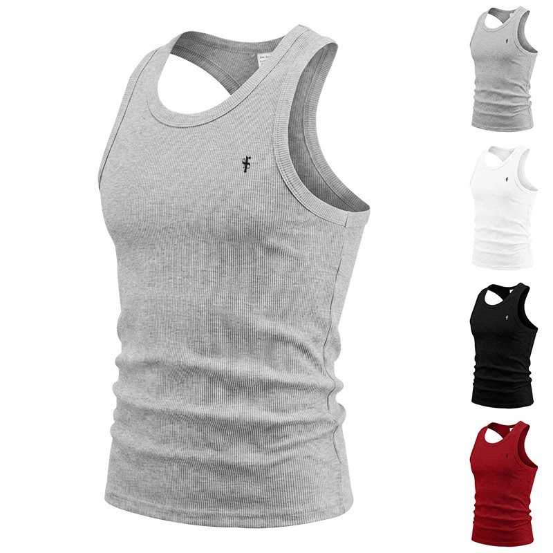 Men's High-Stretch Ribbed Tank Top Slim Fit Sleeveless Workout Undershirt Wholesale