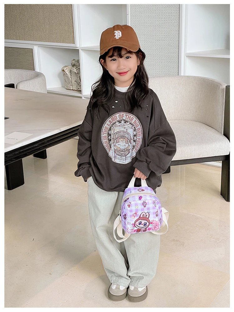 Design Mini Backpack Pink Gingham Rabbit Print Backpack - 21
