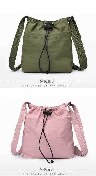 Design Drawstring Bucket Bag Beige Crossbody Bag - 25