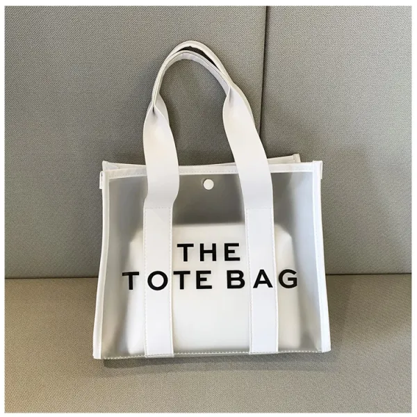 Design Transparent Tote Bag with Black Straps and 'THE TOTE BAG' Print Tote Bag - 27