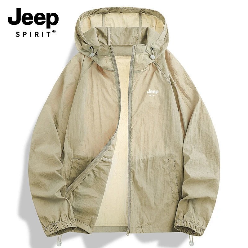 Jeep Spirit Lightweight Hooded Windbreaker Olive Green