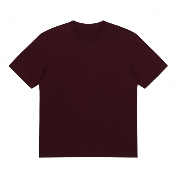 Design Basic Crew Neck Burgundy T-Shirt - 1