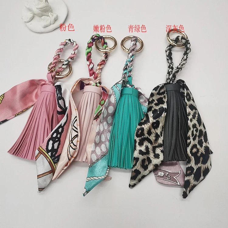 Hermès Silk Scarf Keychain with Blue Tassel and Nautical Print Accessories - 10