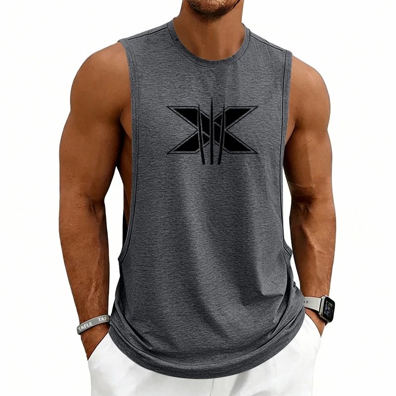 Design Graphic Logo Beige Muscle Tank Top Vest Top - 84