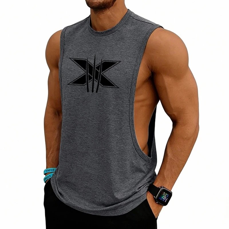 Design Graphic Logo Beige Muscle Tank Top Vest Top - 85