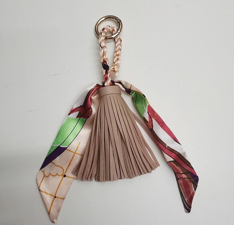 Hermès Silk Scarf Keychain with Blue Tassel and Nautical Print Accessories - 28