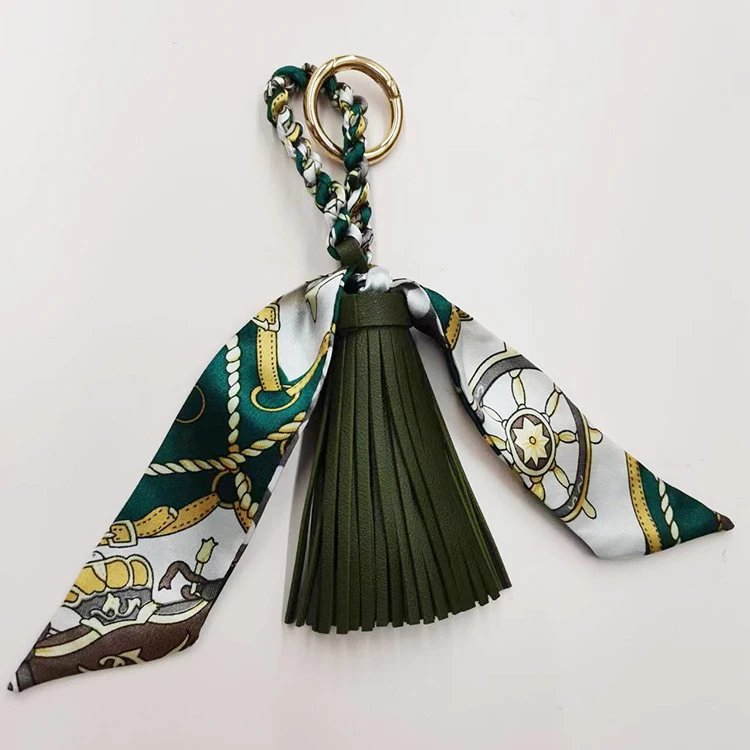 Hermès Silk Scarf Keychain with Blue Tassel and Nautical Print Accessories - 31
