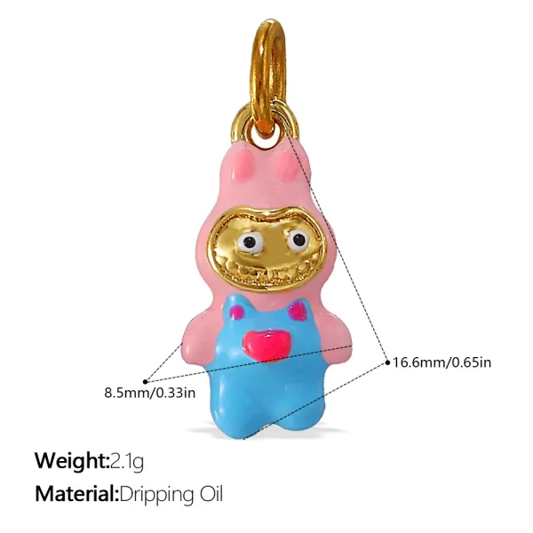 Design Dripping Oil Pink Blue Character Charm Pendant Jewelry - 1