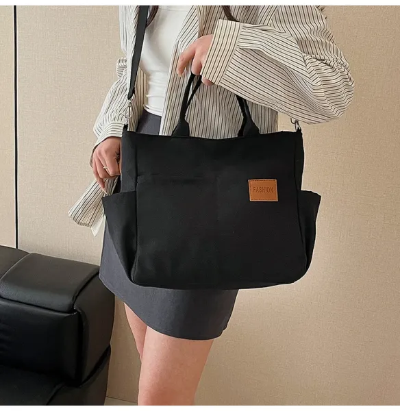 Design Canvas Tote Bag Beige Shoulder Handbag - 27