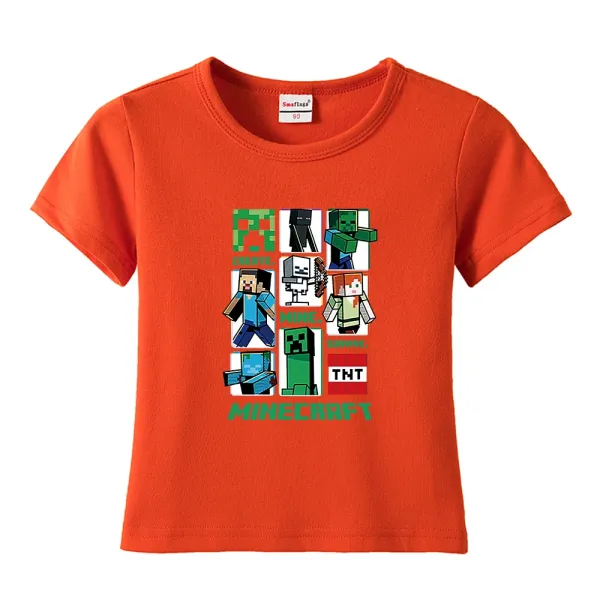 Design Minecraft Character Grid Orange Kids T-Shirt T-Shirts - 1