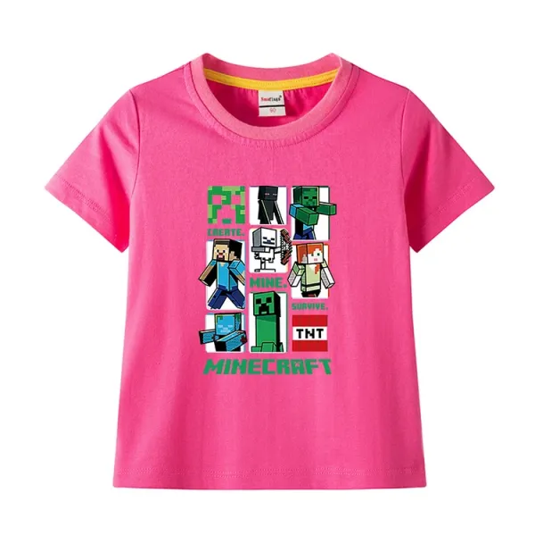 Design Minecraft Graphic Print Pink T-Shirt T-Shirts - 5