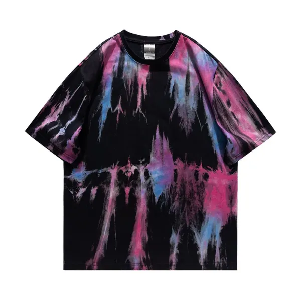 Design Tie-Dye Abstract Print Black T-Shirt - 1