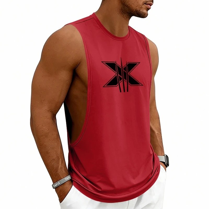 Design Graphic Logo Beige Muscle Tank Top Vest Top - 27