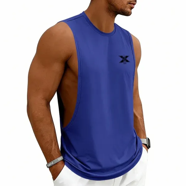 Design X Logo Cut-Out Sleeveless Tank Beige Vest-Top - 17