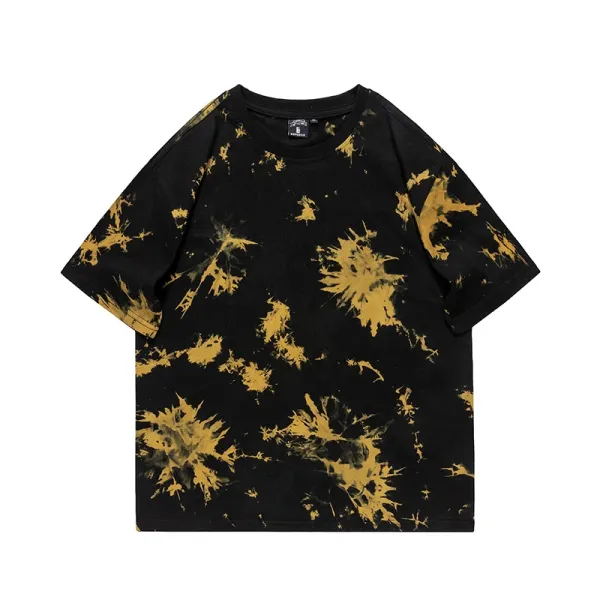 Design Tie-Dye Splatter Black and Gold T-Shirt - 1
