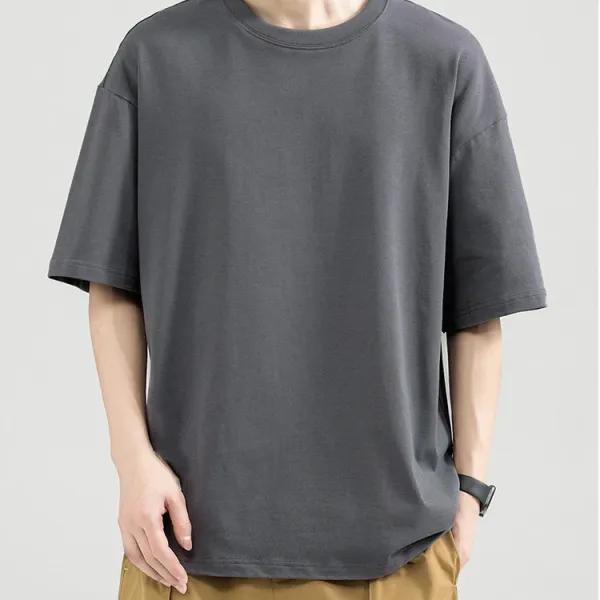 Design Oversized Crewneck T-Shirt Charcoal Gray T-Shirt - 1