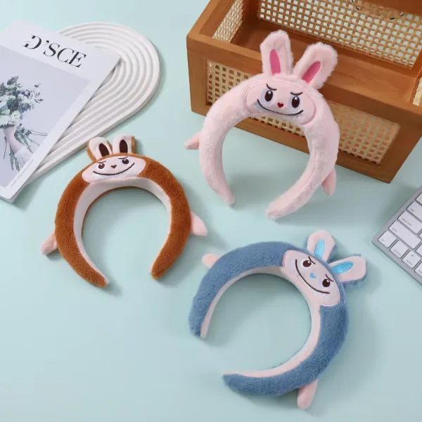 Design Plush Bunny Ears Headband Coral Pink Accessories - 5