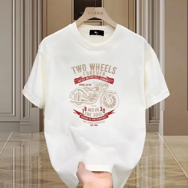 Design Two Wheels Forever Motorcycle Graphic T-Shirt Navy - 11