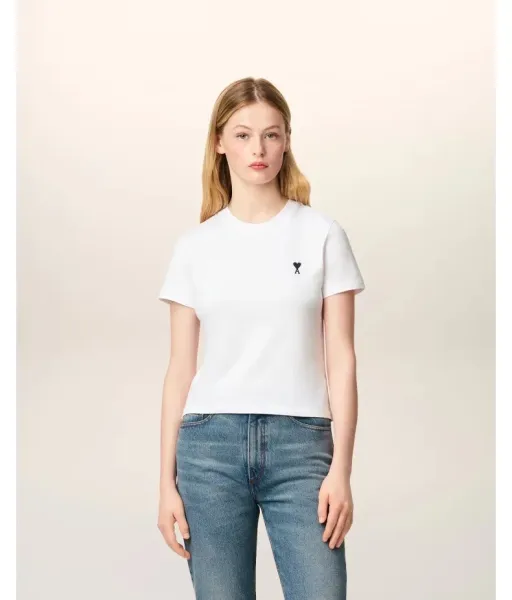 AMI Paris Classic Heart Logo Beige T-Shirt - 17
