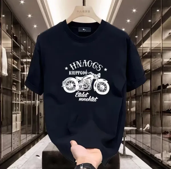 Design Two Wheels Forever Motorcycle Graphic T-Shirt Navy - 16