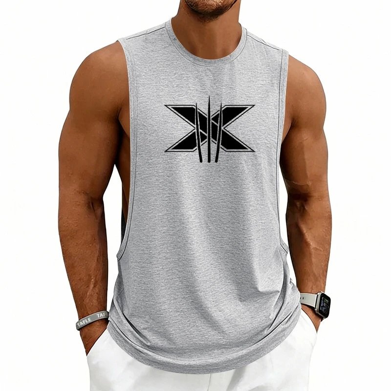 Design Graphic Logo Beige Muscle Tank Top Vest Top - 64