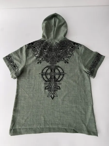 Design Tree of Life Hooded Tee Army Green Hoodie - 13