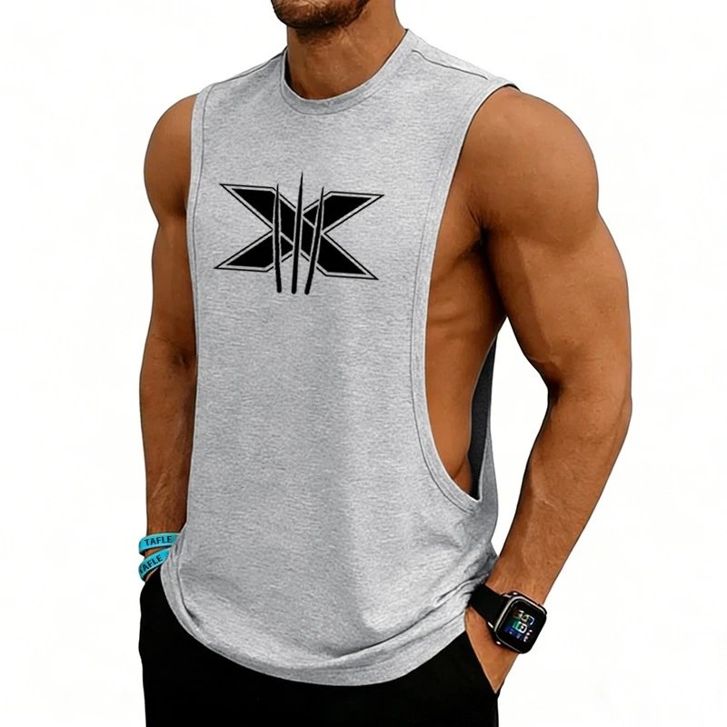 Design Graphic Logo Beige Muscle Tank Top Vest Top - 65