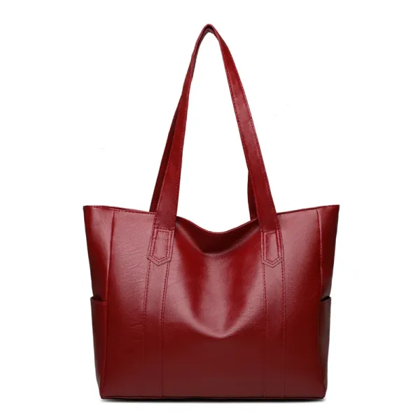 Design Tote Bag Burgundy Vegan Leather Handbag - 1