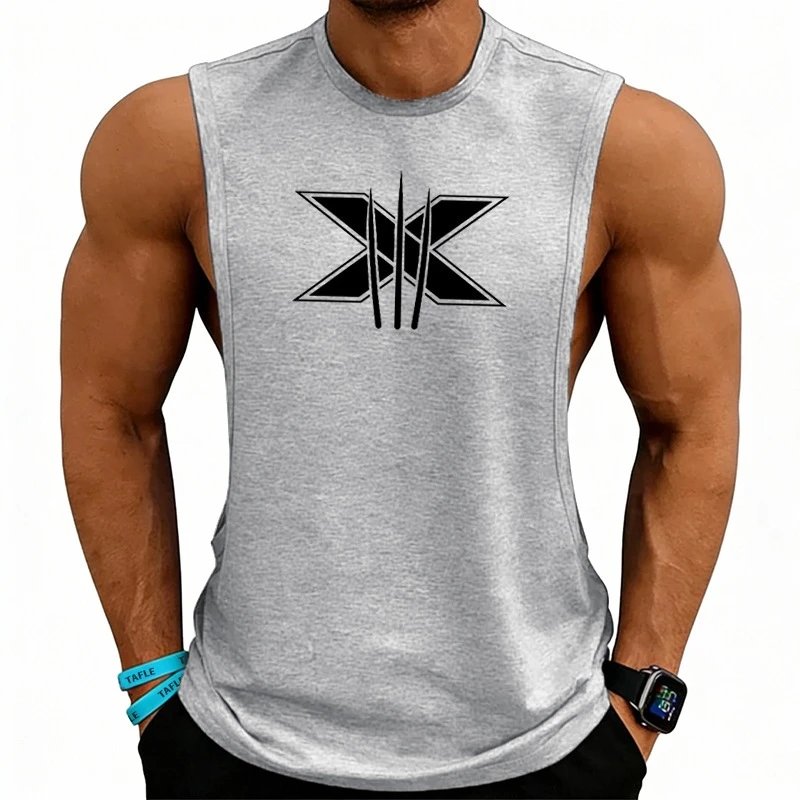 Design Graphic Logo Beige Muscle Tank Top Vest Top - 68