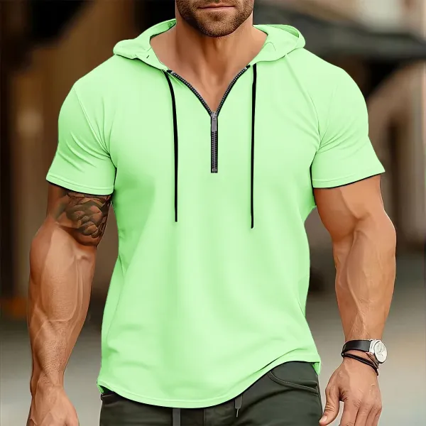 Design Zip-Front Hooded T-Shirt Lime Green Hoodie - 1
