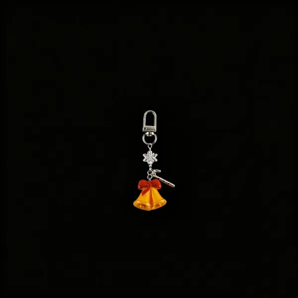 Design Bell Charm Keychain Orange Red Silver Accessories Jewelry - 1