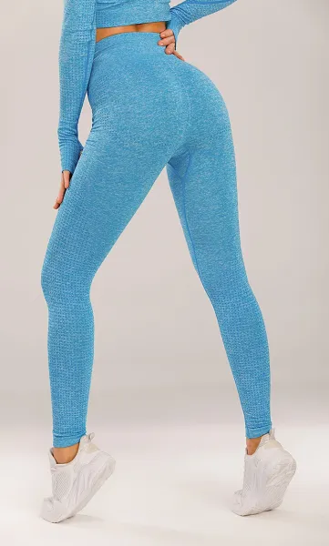 Design Mint Green Textured Long-Sleeve Cropped Top and High-Waisted Leggings Set - 12
