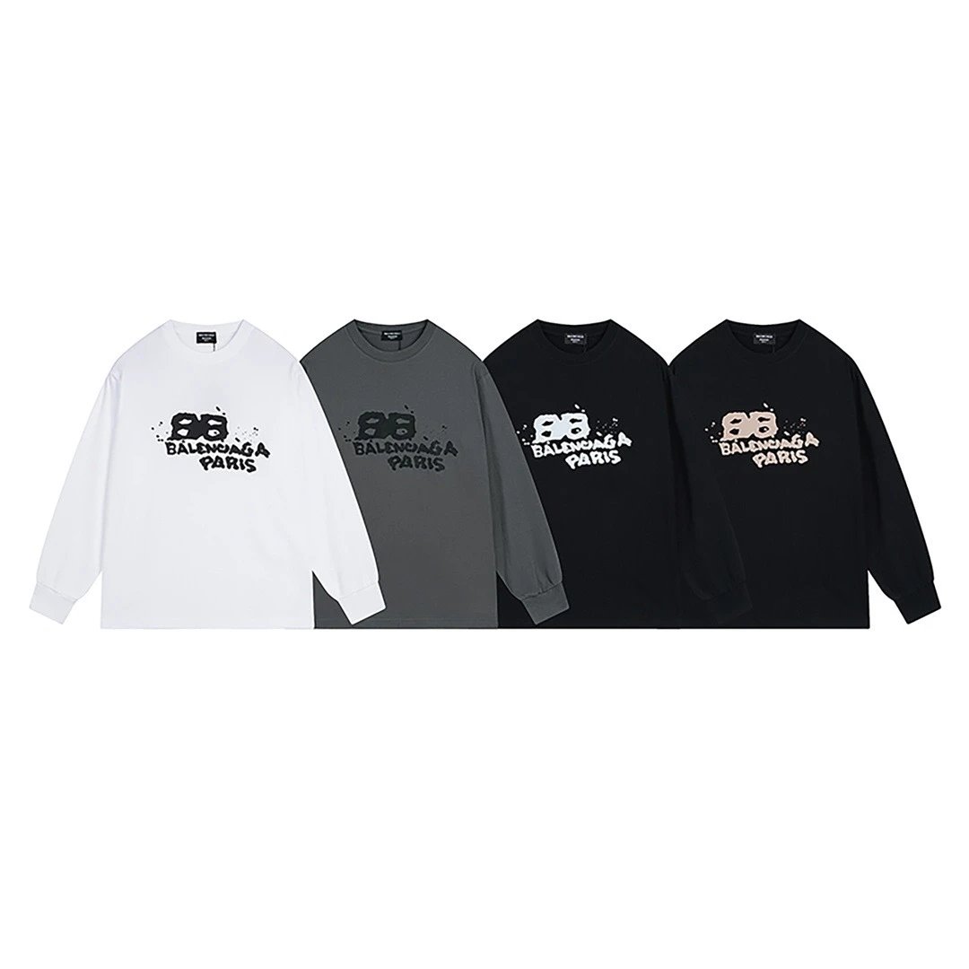 Balenciaga Distorted Logo Long-Sleeve T-Shirt White - 4