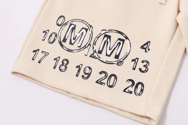 MM6 Maison Margiela Number Print Drawstring Shorts Beige - 9