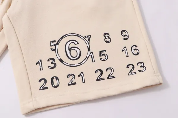 MM6 Maison Margiela Number Print Drawstring Shorts Beige - 10