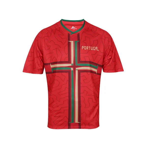 Portugal National Team Jersey Red Cross Design T-Shirt - 1