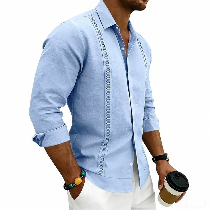 Design Guayabera-Style Shirt Army Green Shirt Tops Shirt - 62