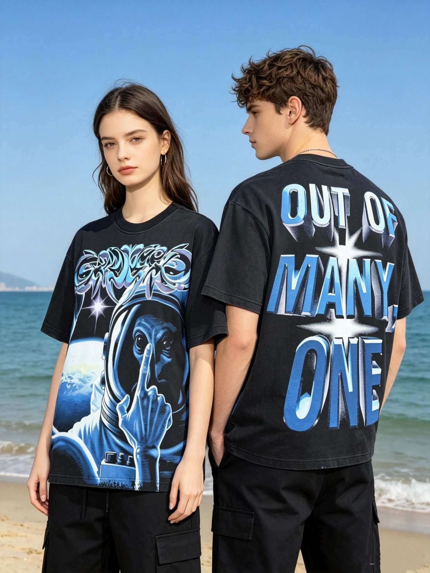 Godspeed Out of Many Astronaut Graphic T-Shirt Black - 11