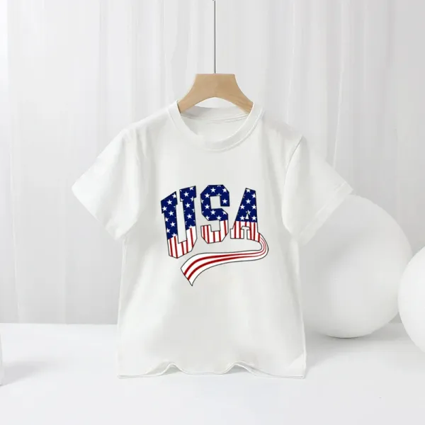 Design USA Flag Graphic Print White T-Shirt - 1