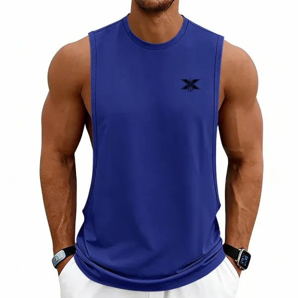 Design X Logo Cut-Out Sleeveless Tank Beige Vest-Top - 18