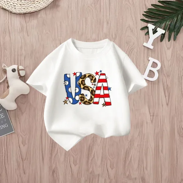 Design USA Graphic Print White Kids T-Shirt - 1