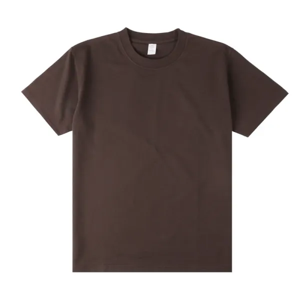 Design Basic Crew Neck Brown T-Shirt - 1