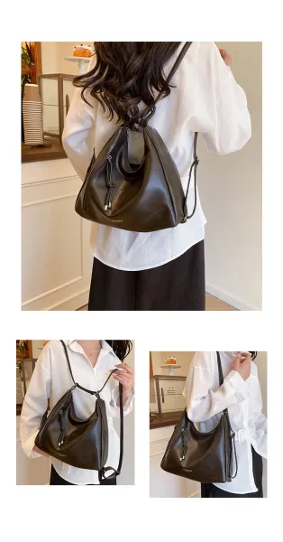 Design Fashion & Bags Hobo Bag Brown Leather-Effect Shoulder Bag Shoulder Bags - 13