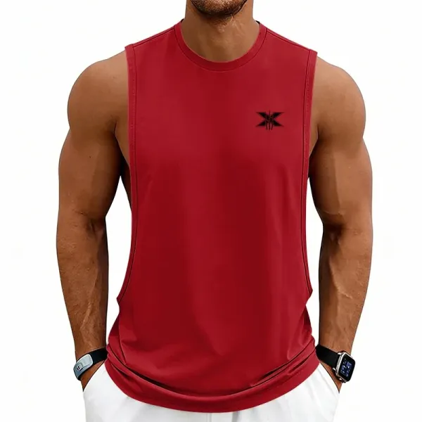 Design X Logo Cut-Out Sleeveless Tank Beige Vest-Top - 28