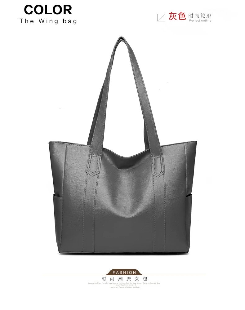 Design Classic Tote Bag Brown Leather-Effect Handbag - 25