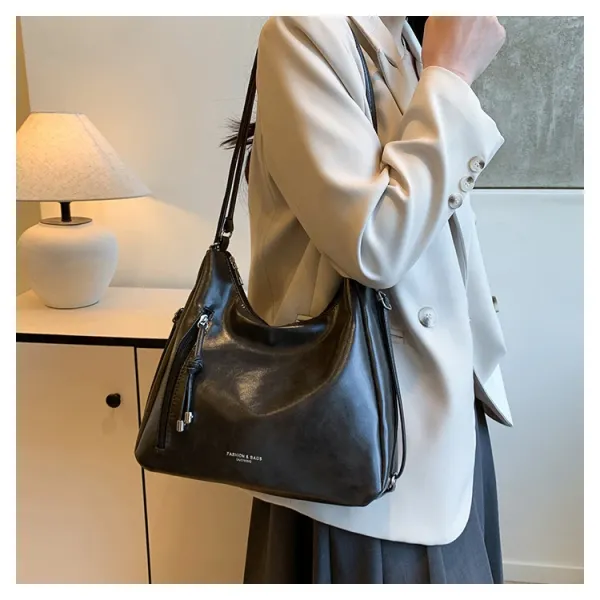 Design Fashion & Bags Hobo Bag Brown Leather-Effect Shoulder Bag Shoulder Bags - 15
